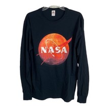 NASA Mens Tee Shirt Size Medium Black Orange Long Sleeve Fruit of the Loom NWOT - £23.22 GBP