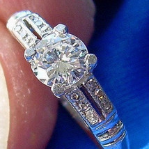 Earth mined Diamond Deco Engagement Ring 0.56 Carat Antique Platinum Solitaire - $4,745.25