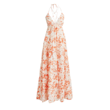 NWT J.Crew Linen Maxi in Ivory Resort Orange Breezy Blooms Floral Dress XS - £86.73 GBP