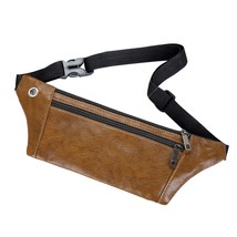 Retro Casual Men PU Leather Phone Pouches Fanny  Solid Color Chest Belt Waist Pa - £49.51 GBP