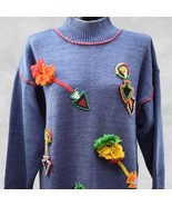 Victoria Jones Blue Beaded Arrow Fringed Pullover Sweater-Women&#39;s Size L - $439.90 MXN