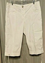 Ann Taylor Signature Fit Lower On Waist White Capris Ties on Cuffs Size 14 - £5.56 GBP