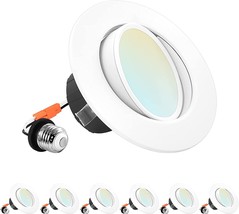 Luxrite 4 Inch Gimbal Led Recessed Lighting Can Lights, 8W=60W, 5 Color - £143.20 GBP