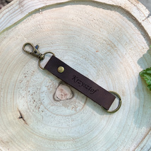 Personalized Customized Leather Keychain  for Men Handmade Key Fob Keyring - $30.00
