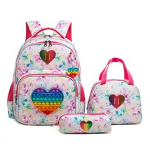 Mermaid Press Bubbles Girls&#39; School Backpack for Girls Lunch Box Pencil Case 3 I - £75.64 GBP