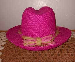 BETMARK New York Straw Hat with Straw Bow Barbie Pink Festival,  Coastal Sun Hat - £22.18 GBP