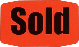Sold Stickers, Fluorescent Red, 1000 - £21.15 GBP