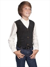 Leather Kids Vest - Black Boar Suede  Extra Large - $38.98