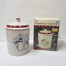 Snowman Stoneware Canister Winter Holiday Christmas Cookie Jar Royal Seasons - £15.28 GBP