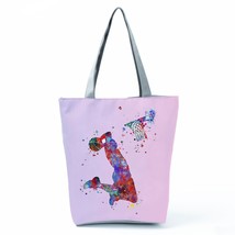 Gift Reusable Tote Watercolor Ballet Dancer Art Print Shoulder Bag Girls Gymnast - £15.69 GBP