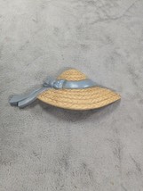 Burwood Prod Co 1987 Straw Hat With Blue Bow Wall Deco 6&quot; Wide - $7.98