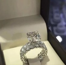3,00 Ct Rundschliff Moissanite Verlobungsring Set 14k Weißgold Beschichtet - $116.56