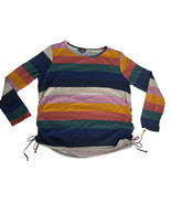 Discreet Colorblock Striped Top Plus Size 2X Drawstring Sides Long Sleev... - €9,58 EUR