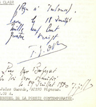 F J Ossang Corpus D’octobre 1980 Original Manuscript Signed Inscribed French - £360.63 GBP