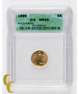 1999  1/10 Ounce $5 Gold American Eagle Graded MS-69 by ICG Gold Bullion - £327.41 GBP