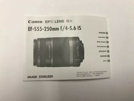 2007 CANON EFS LENS EF-S55-250mm f/4-5.6 IS INSTRUCTION MANUAL Ships Free!! - £7.81 GBP