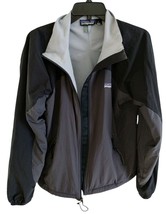 Patagonia Rain Gray Black Jacket Men&#39;s Large  Nylon Long Sleeve Hooded F... - $9.89