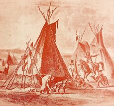 1891 Tepee Of Sitting Bull Red Plate Print Victorian Indian War History F6G - $29.99