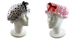 2 Pack Premium Lined Shower Cap Bath Accessory Reusable Polka Dots and Bow - £7.04 GBP