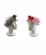 2 Pack Premium Lined Shower Cap Bath Accessory Reusable Polka Dots and Bow - $12.04 CAD