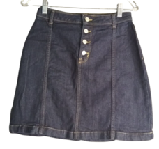 Banana Republic Button Fly Denim Mini Skirt Dark Wash Womens Cotton Blen... - $14.85
