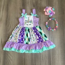 NEW Boutique Easter Unicorn Girls Ruffle Dress 12-18 Months - £9.77 GBP