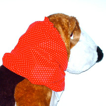 Dog Snood Red White Mini Dot Cotton Cavalier King Charles Spaniel Puppy SHORT - £8.65 GBP
