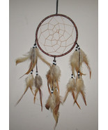Vtg Native American Indian Dream Catcher Mandala Wool Fur Leather Beads - £51.14 GBP