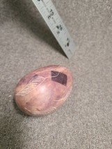 Vintage Hand Crafted Carved Stone Egg 3&quot; Purple,  Plum, Maroon  - $6.65