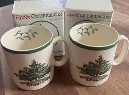 Vintage Spode Christmas Tree Design Set of 2 Coffee Mugs New With Boxes! - $463.52 MXN
