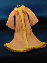 BARBIE Vintage 1970&#39;s Clothing - Pink Knitted Long Robe with White Furry Fringe - £25.59 GBP