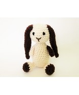 Cream and Brown Plush Long Eared Bunny Crochet Amigurumi Style, Six Inch... - £16.02 GBP