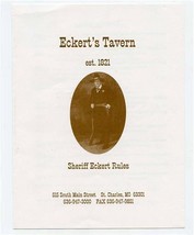 Eckert&#39;s Tavern Menu S Main St St Charles Missouri Sheriff Eckert Rules 2001 - $21.78