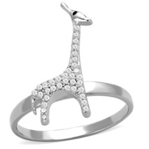 Amazing Pave Simulated Diamond Giraffe Shape 925 Sterling Silver Wedding Ring - £64.22 GBP