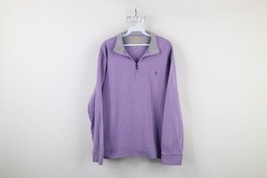 Ralph Lauren Mens Large Soft Touch Cotton Knit Half Zip Pullover Sweater Purple - $59.35