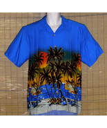 Cherokee Waikiki Wear Hawaiian Shirt Blue Island Bottles Medium - €21,27 EUR