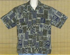 Cooke Street Hawaiian Shirt Green Blue Black Tan Large - £18.84 GBP