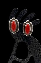 Vicki Martin Signed Navajo Sterling Silver Natural Red Coral Stud Earrings - £96.73 GBP