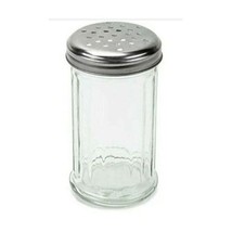 Cheese Shaker Seasoning Dispenser Ribbed Glass Stainless Steel Lid Resta... - $24.97