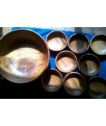 Wooden Salad Bowl Set Pacific Merchants Round Bowls 9 pc Serving Set 14&quot;... - $149.99