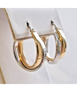 MILROS ITALIAN 14K TWO TONE GOLD DOUBLE HOOPS EARRINGS 3.4 g - $619.83 CAD