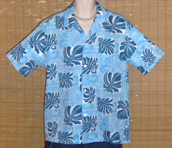Howie Hawaiian Shirt Light Blue with Dark Blue Floral print Medium LN - £19.19 GBP