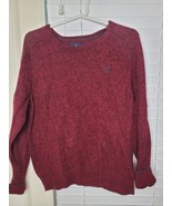 American Eagle Men&#39;s Pull Over Sweater Red M 100% Cotton Classic Preppy ... - $12.86