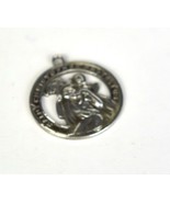 Catholic Religious Medal Sterling Silver Necklace Pendant Saint Christopher - $40.59