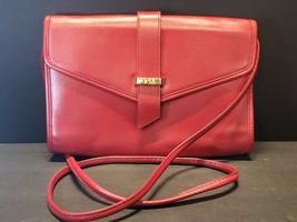 Vintage Yves Saint Laurent Red Leather Crossbody Bag - £351.34 GBP