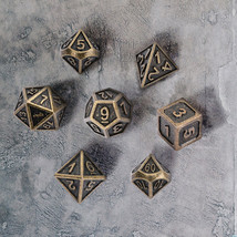 7Pcs/Set Bronze Metal Polyhedral Dice Dnd Rpg Mtg Role Playing And Tabletop Game - $23.99