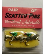 Vintage Brooches Pair of Thoroughbreds  Enamel Scatter Pins New Old Stoc... - £7.97 GBP