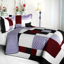 [Grape Princess] Brand New Vermicelli-Quilted Patchwork Quilt Set Full/Queen - £81.72 GBP