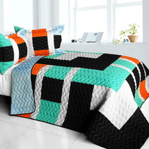 [Designer - 2] Brand New Vermicelli-Quilted Patchwork Quilt Set Full/Queen - £80.58 GBP
