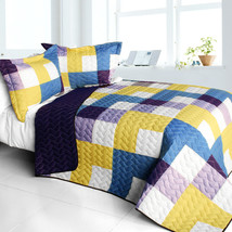 [Purple Feelings] 3PC Vermicelli - Quilted Patchwork Quilt Set (Full/Que... - $101.99